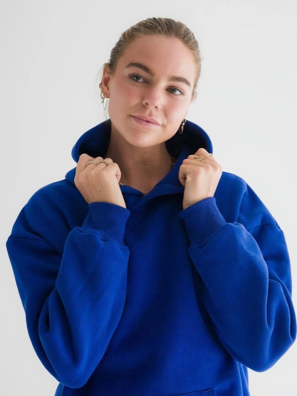 Pink Palm Puff Hawaii Hibiscus Hoodie in Oceanic, Size X-Small